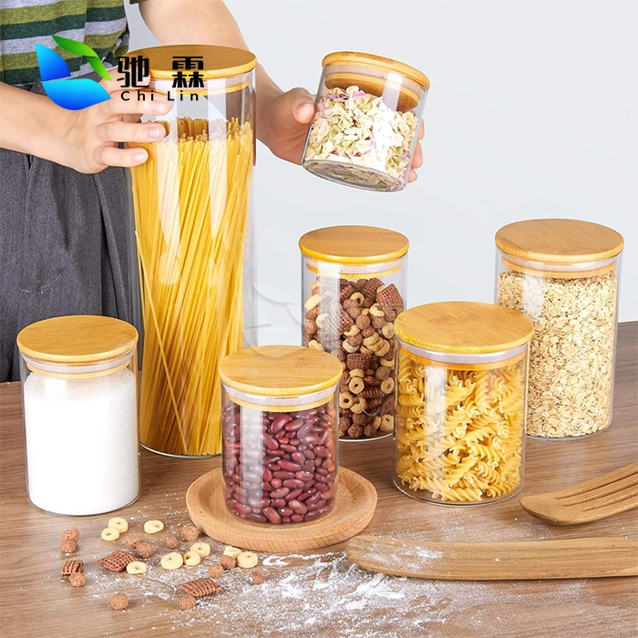 round glass canister with lid